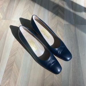 Navy Blue Salvatore Ferragamo Pumps